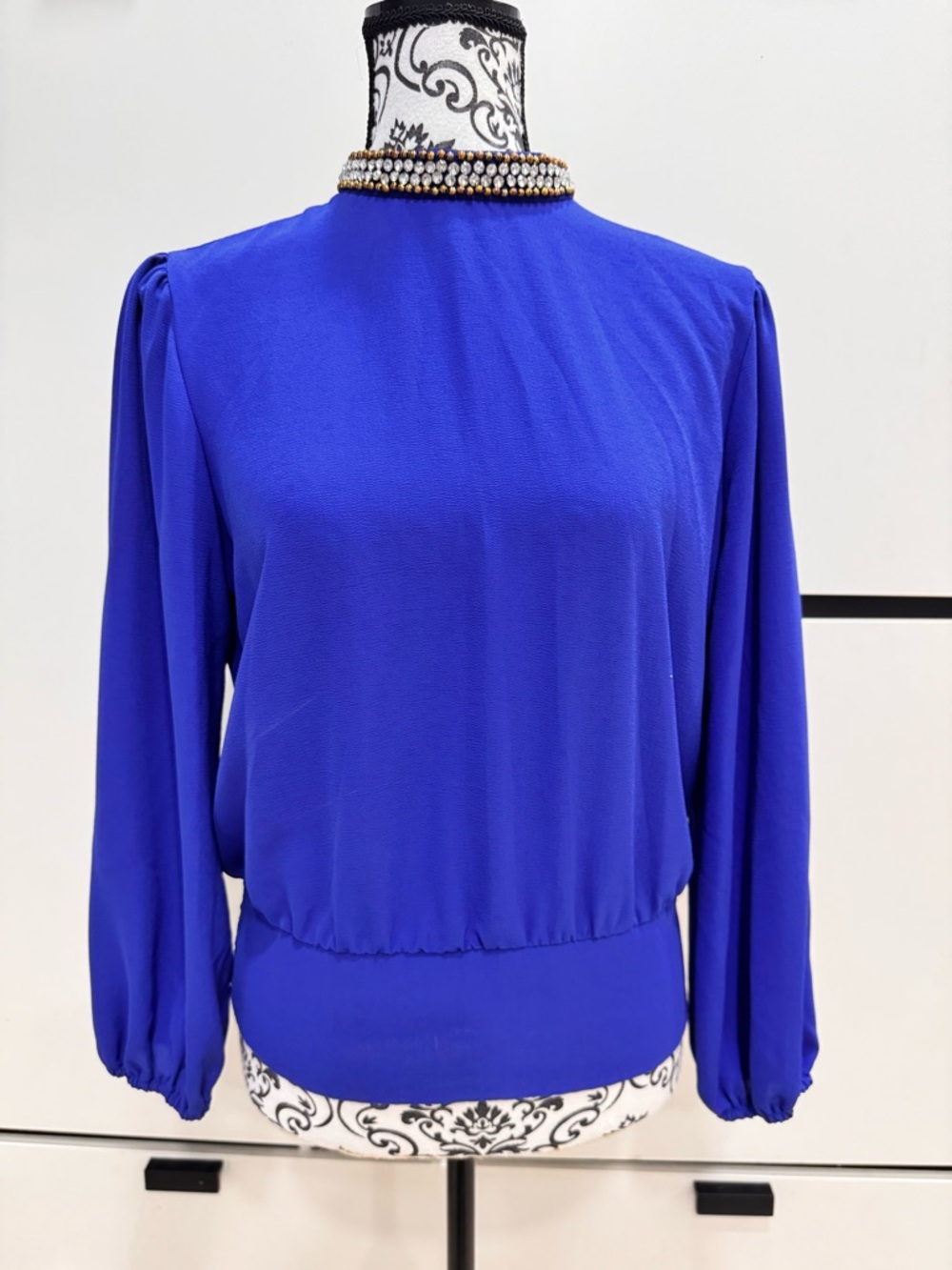Women's Royal Blue Long Sleeve Blouse - Elegant Everyday Top size L
